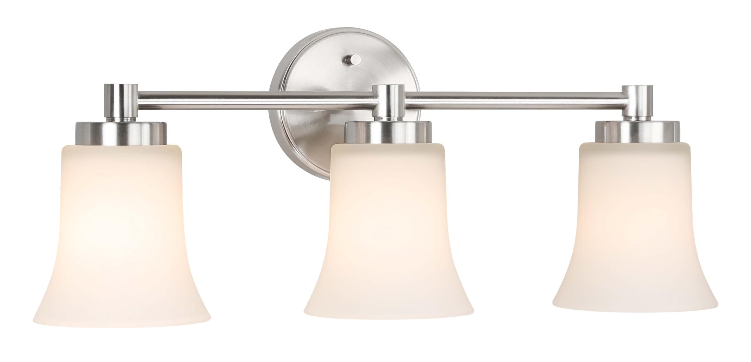 XiNBEi Lighting Vanity Light, Modern Bathroom Wall Light with Glass, Brushed Nickel 3 Light Bath Bar Light XB-W1235-3-BN