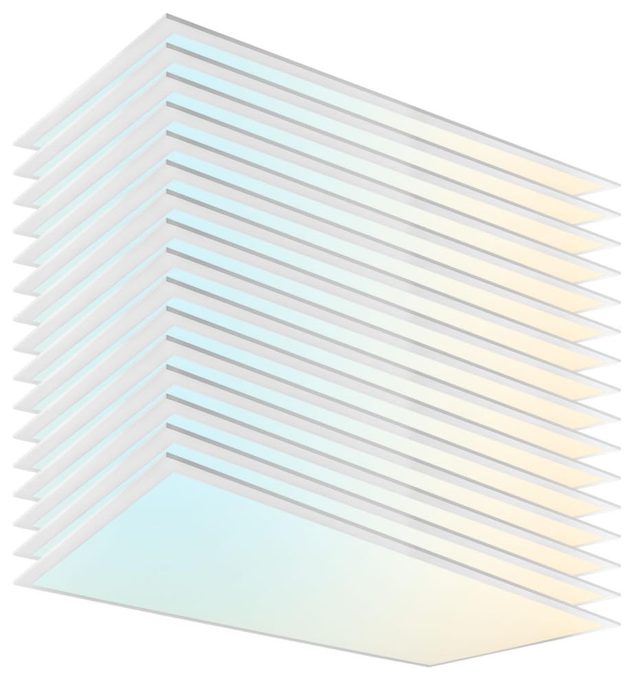 2X4 Ft Led Light Flat Panel, 40/50/60W, Color Temperature Selectable 3K | 4K | 5K, Dimmable Recessed Drop Ceiling Lights, 5000/6250/7500 Lumens, Lay Fixture Office (2X4 Ft Led 16 Pack)