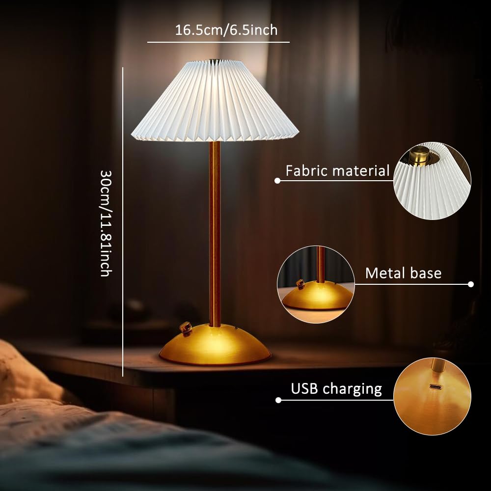 Ejfoiej Portable Led Table Lamp With Touch Sensor  3 Color Touch Control Rechargeable  3-Levels Brightness Metal Desk  Bedside  Dining Room Light (White)