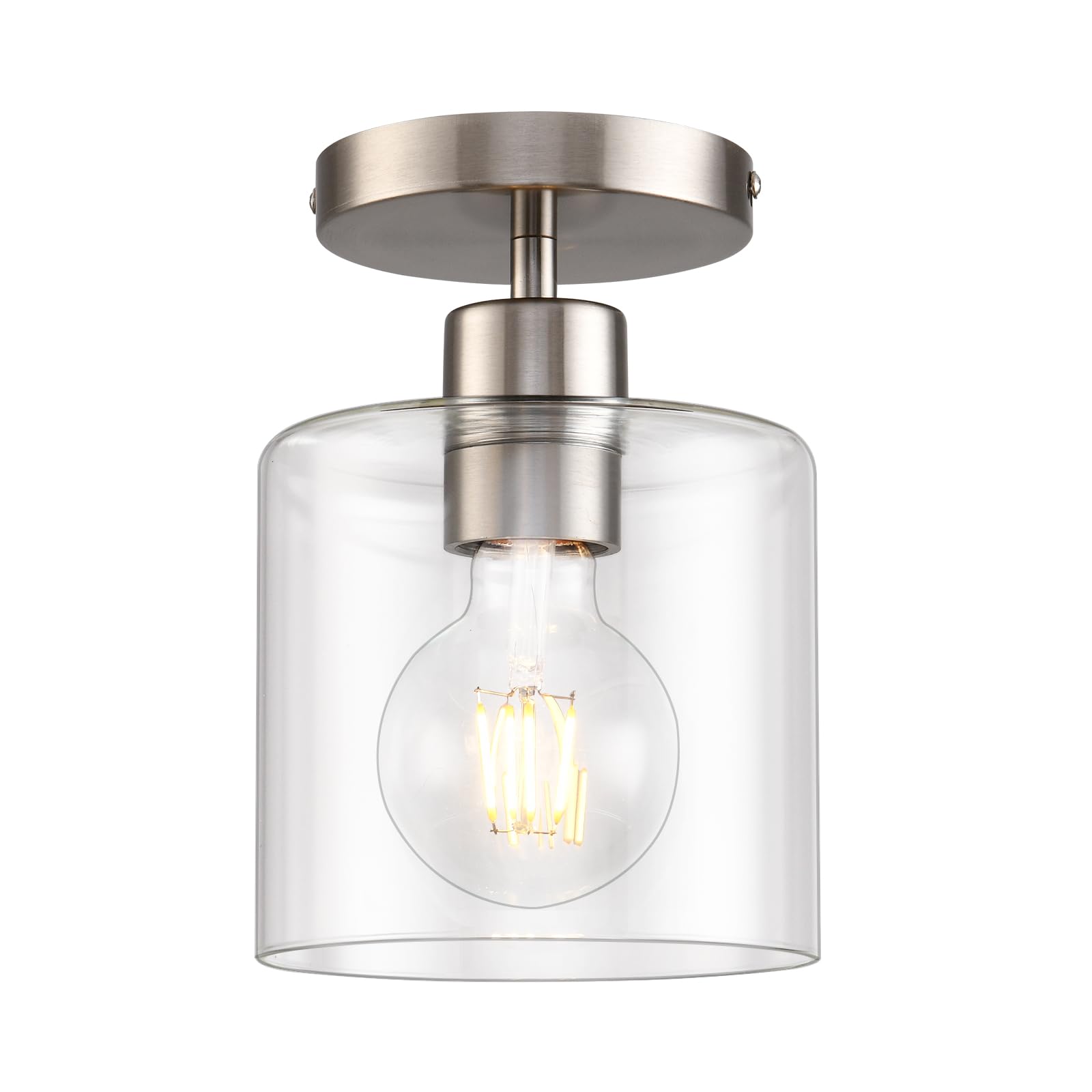 KLSS Brushed Nickel Semi Flush Mount Ceiling Light,Modern Ceiling Light Fixture for Closet Hallway Entryway Fixture Brushed Nick