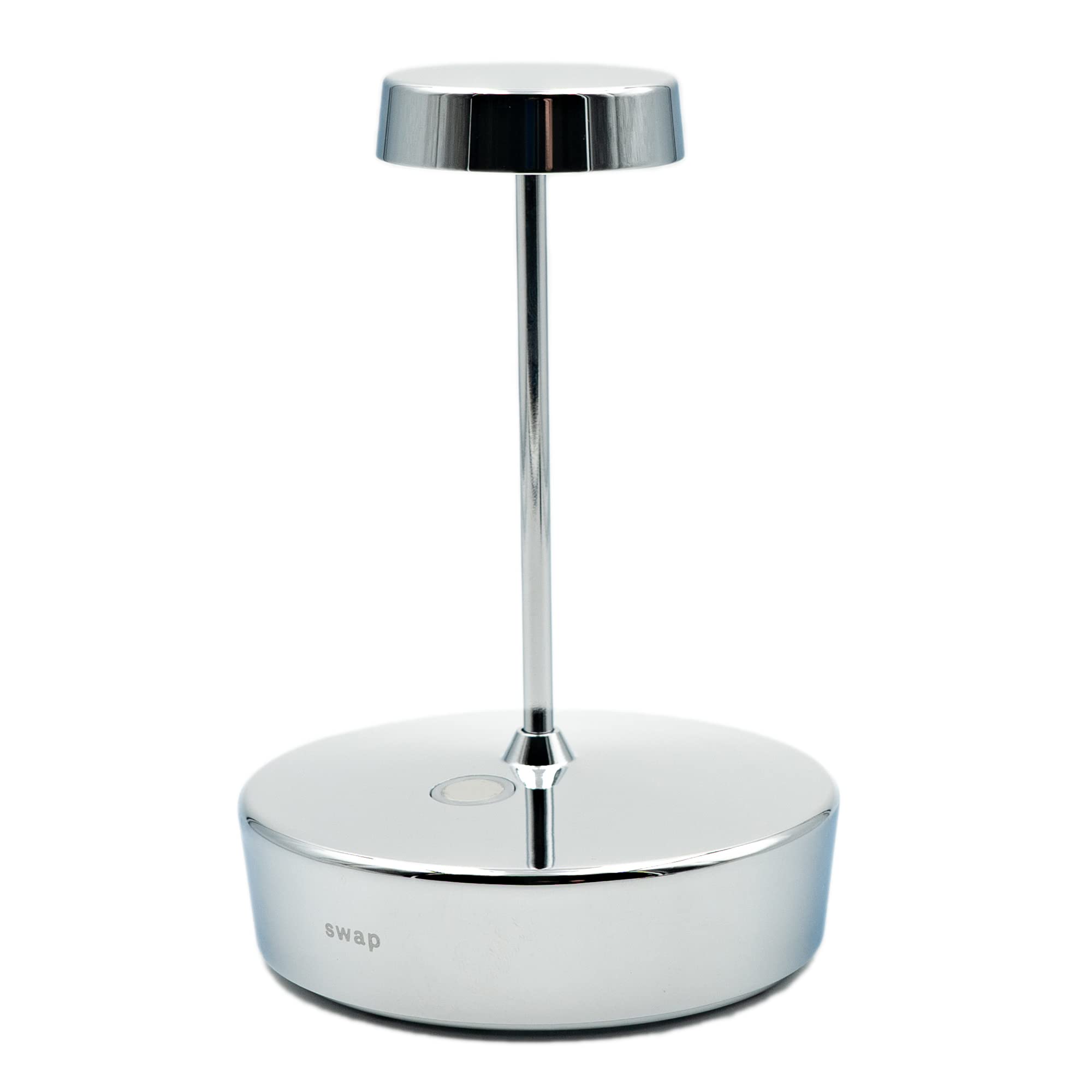 Zafferano, Swap Mini Lamp with Glossy Chrome Finish, Rechargeable Cordless Table Lamp with Touch Controls, Usable as an Indoor L