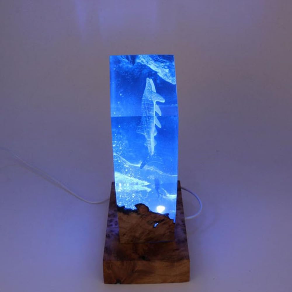 Whale Shark Ocean Resin Lamp  Handmade Wooden Table Resin Night Light  Usb Port Art Ornaments For Home Office Decor  Scuba Diver Gifts For Birthday Holiday  ValentineS Day Gifts For Husband