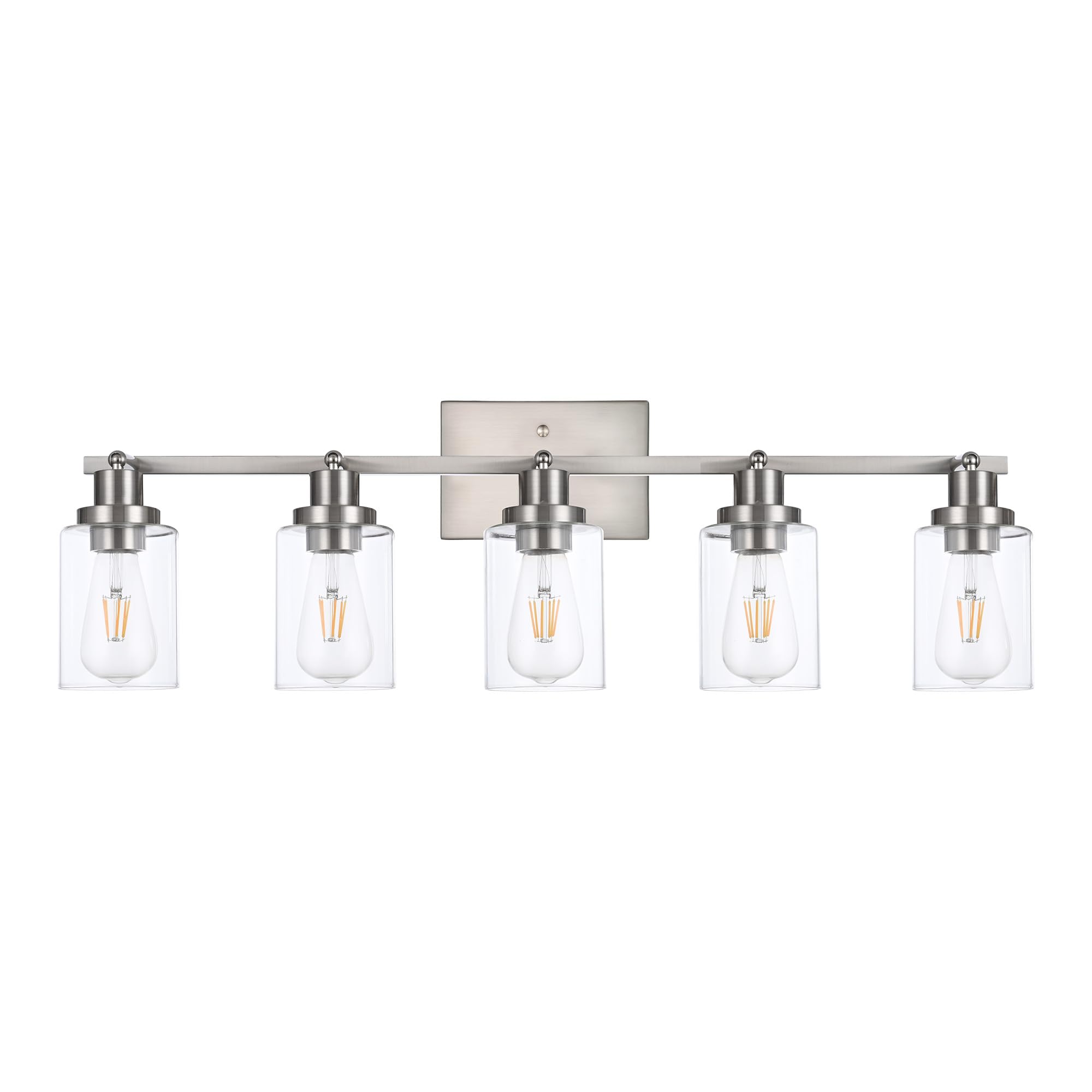 Wanluce 5 Light Track Lighting Kit Brushed Nickel Kitchen Track Lighting Fixtures Ceiling Mount Bathroom Vanity Wall Scones Light Fixture With Clear Glass  Rotatable Spotlight For Kitchen Shop Hallway