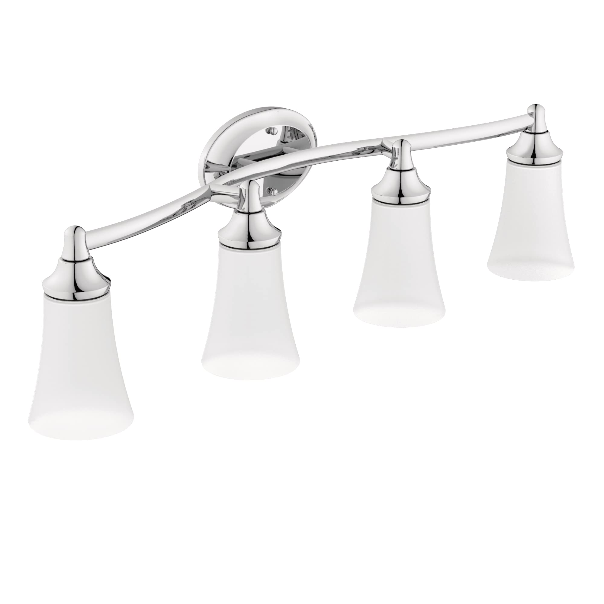 Moen YB2864CH Eva 4-Light Dual-Mount Bath Bathroom Vanity Fixture with Frosted Glass, Chrome