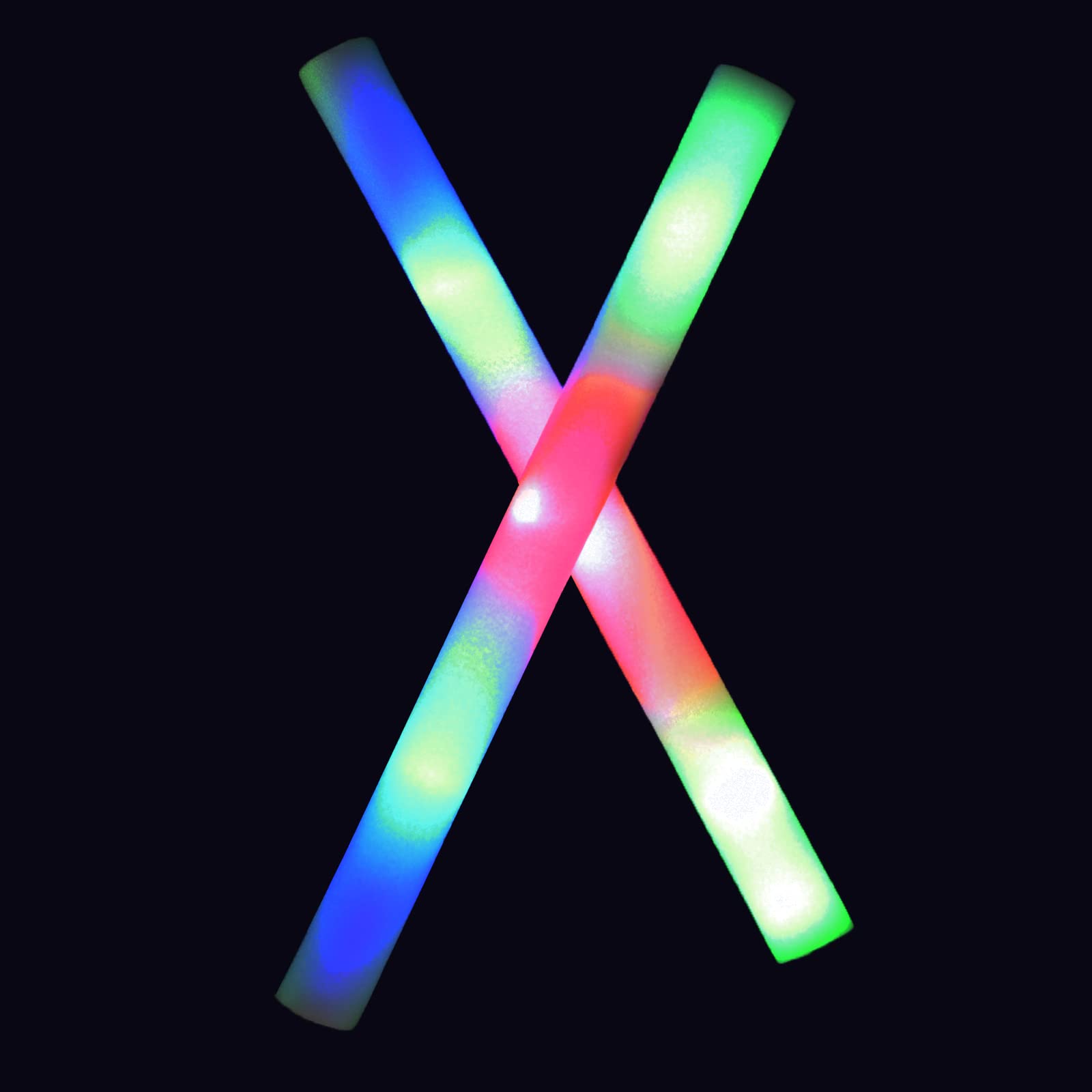 Mr Party King 100 Led Party Foam Light Sticks Batons Wand For Wedding, Parties, Birthdays, Guests, Party, Dj, Concerts, Festivals, Events, Promotions Bulk Party Favors 3 Color Lighting Modes Batteries