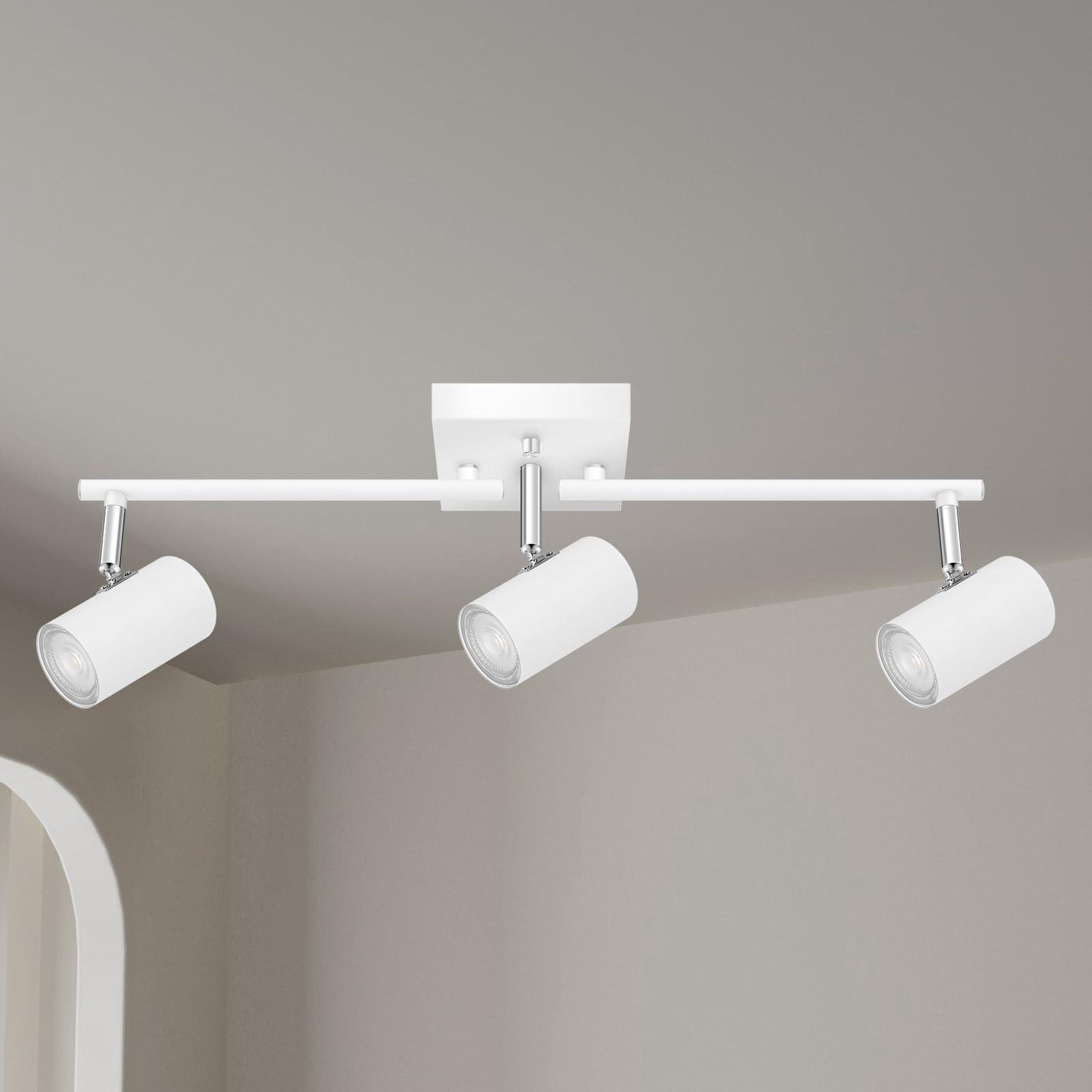 Auquee 3 Light Track Lighting Fixtures Ceiling, White Kitchen Lighting Fixtures Ceiling, Track Lights Ceiling, Rotatable Light H