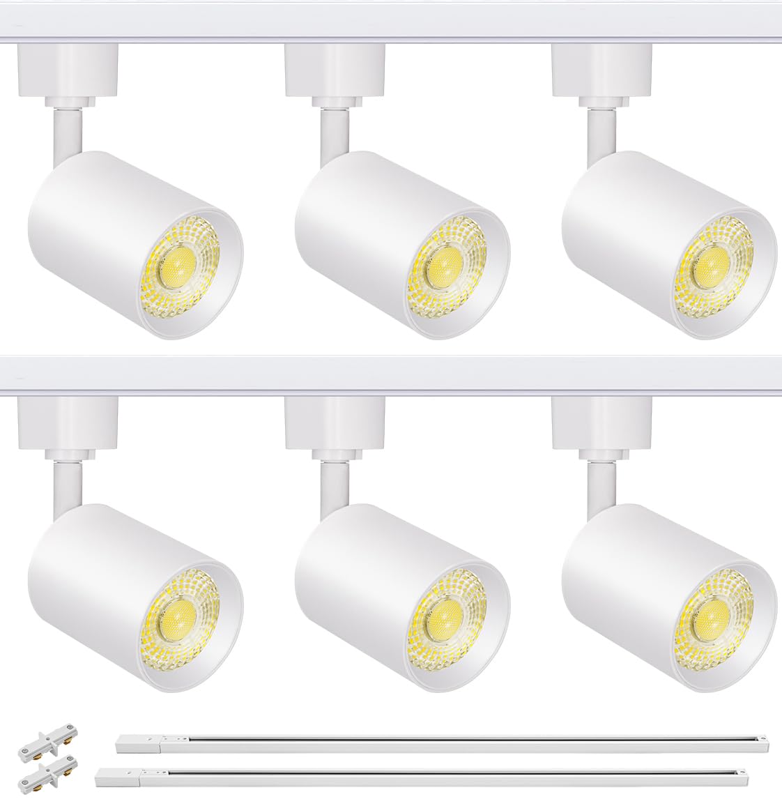 VANoopee 6-Light LED Track Lighting Kit, Dimmable, 3000K Warm White, Aluminum, 6.6FT H Type Track Rails, Model ITK10W3