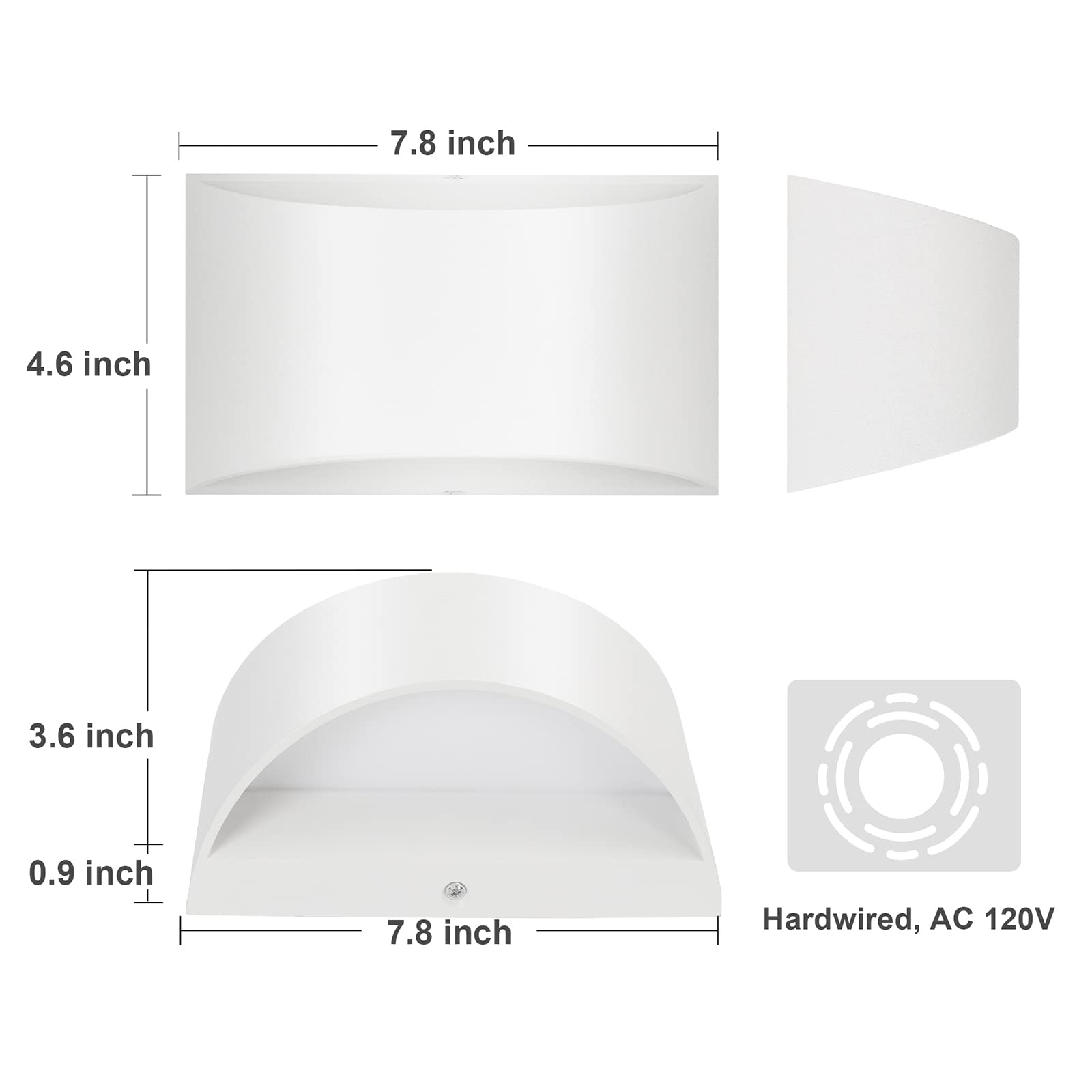 Trlife Dimmable Wall Sconces, 3000K/4000K/6000K Selectable Modern Wall Sconce 12W Led Aluminum Wall Mounted Light Set Of 2 Hardw