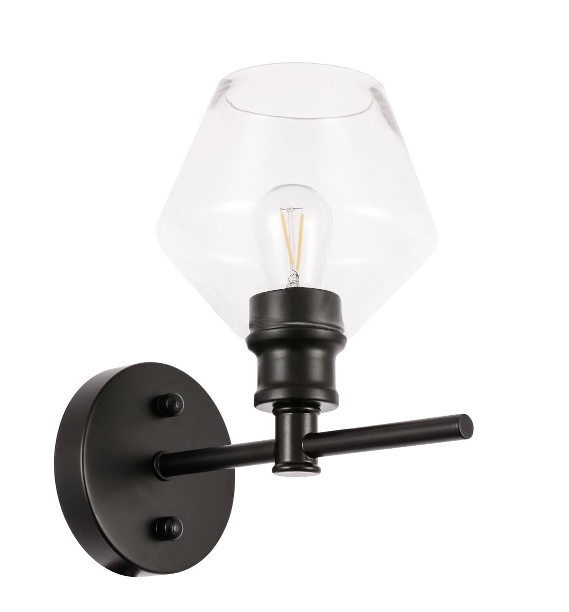 Living District Gene 1 Light Black And Clear Glass Wall Sconce