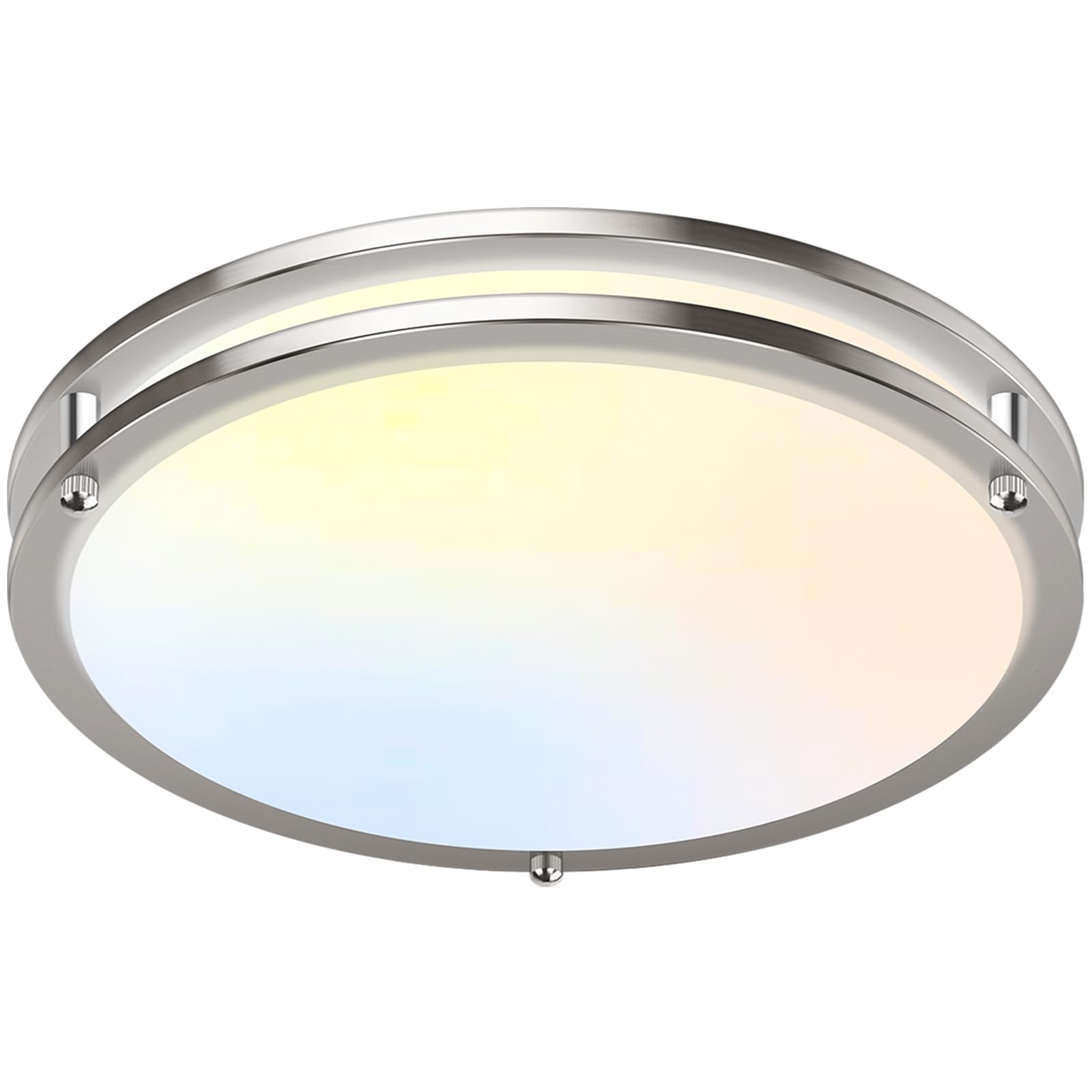 16 Inch 50W LED Ceiling Lights  Dimmable Brushed Nickel Flush Mount Ceiling Light  2700K/3000K/4000K/5000K/6500K Adjustable  5400LM Super Bright Ceiling Lamp for Bedroom Kitchen Office  1-Pack