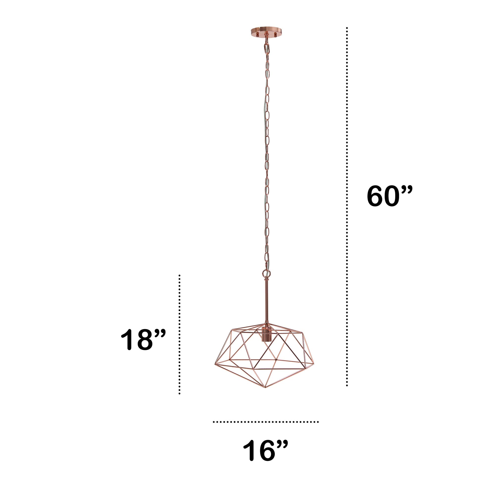 Lalia Home Modern Indoor Home/Office Bright 1 Light 16 Modern Metal Wire Paragon Hanging Ceiling Pendant Fixture - Rose Gold