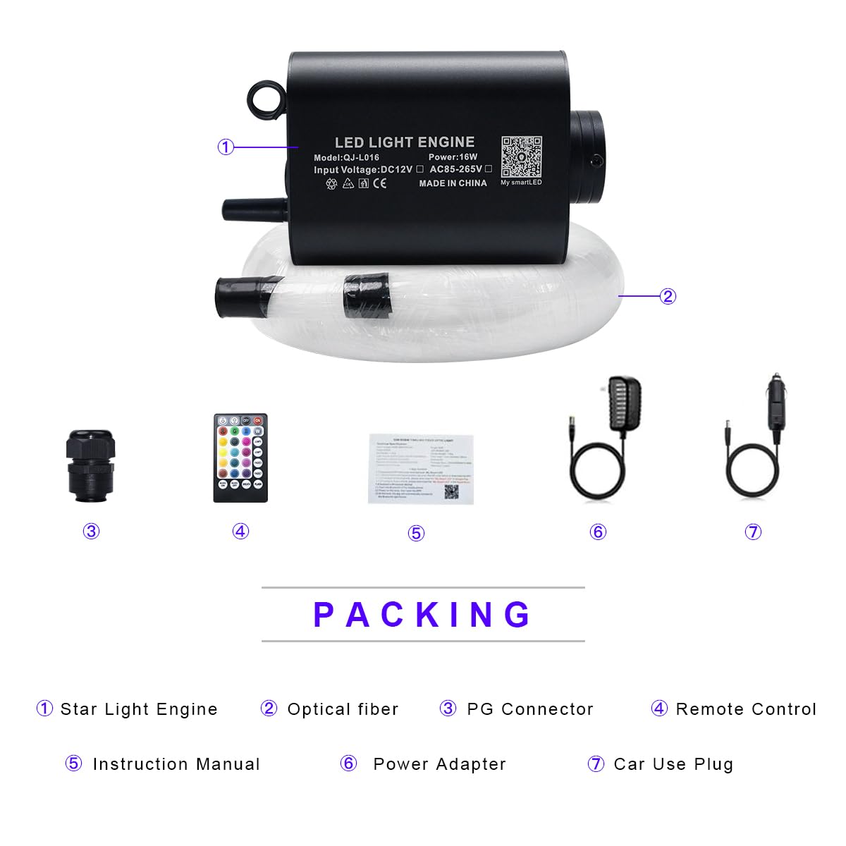 Akepo Fiber Optic Star Ceiling Light Kit, 16W Rgbw, 450Pcs Fiber, Music Control, 9.8Ft, Multicolor, Model 1A16Ab64