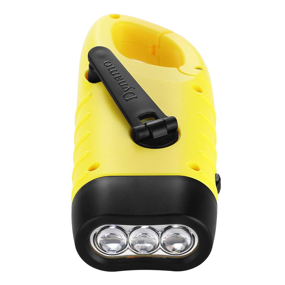 Simpeak Hand Cranking Solar Powered Flashlight, Rechargeable Emergency LED Flashlight Carabiner Dynamo Quick Snap Clip Backpack