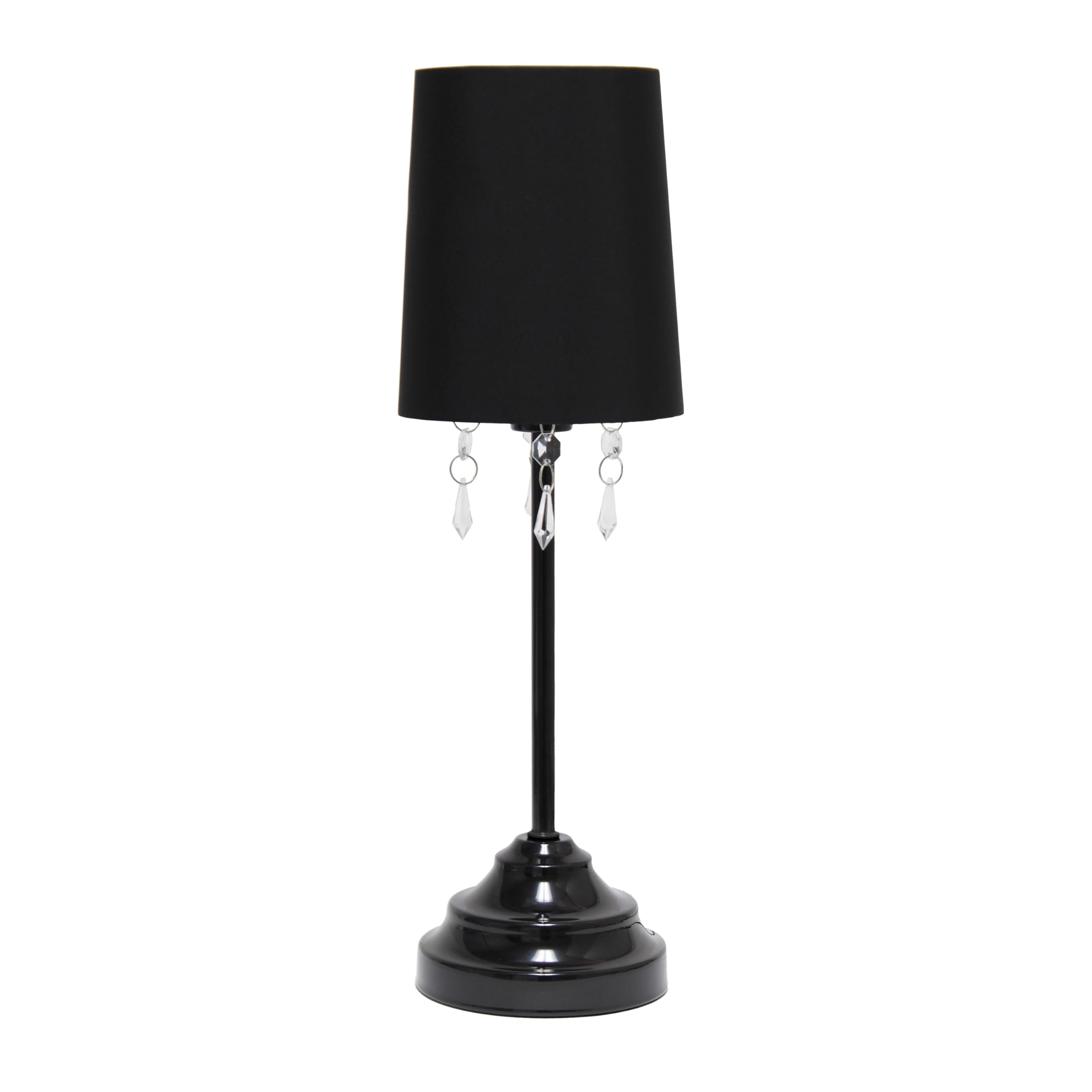 Simple Designs Lt3018-Blk Table Lamp With Fabric Shade And Hanging Acrylic Beads, Black