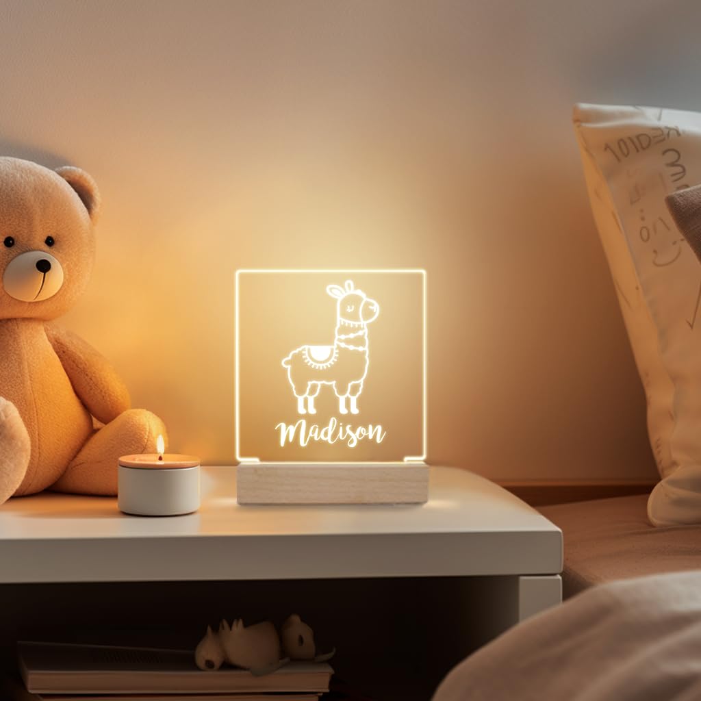 Personalized Night Light For Kids Girls Boys Customized Gifts For Baby Nursery Bedroom Decor Llama