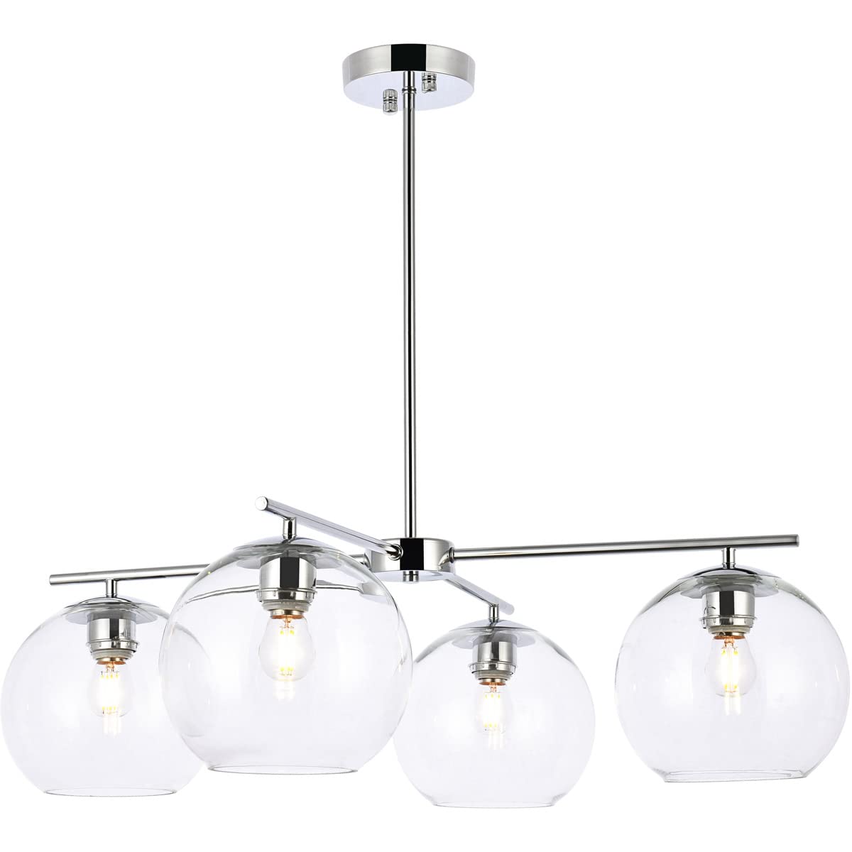 Living District Opus 4-Light Mid-Century Metal Pendant in Chrome and Clear