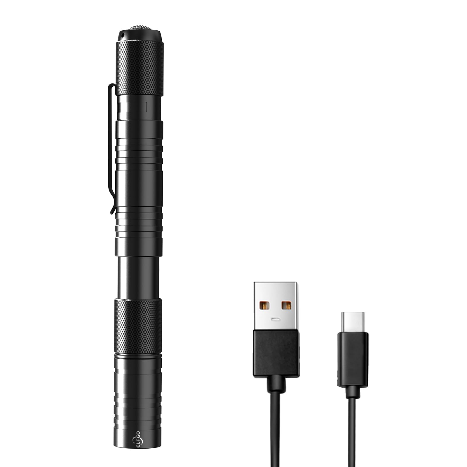 Elfgo Rechargeable Pen Light - 360 Lumens Zoomable Led Flashlight For Nurses, Doctors, Engineers