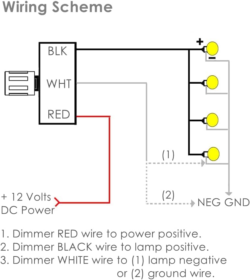 Obeaming 12V Light Dimmer, Rv Boat Dimmer Switch High Side Pwm Rotary Dimming Switch For Camper Van Travel Trailer Truck Lighting Fixtures, Strip Lights, Puck Lights, Awning Lights
