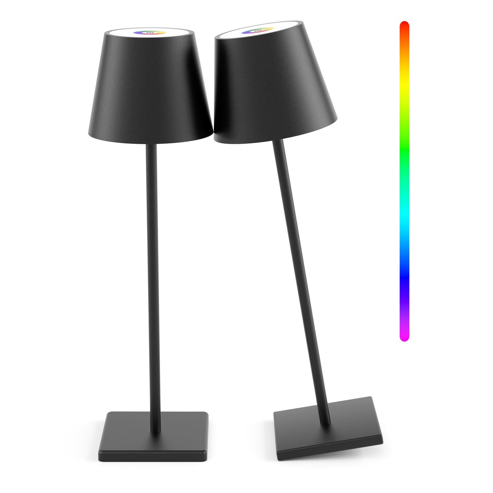 2 Pack LED Cordless Table Lamp with RGB & Stepless Dimming Rechargeable Battery Desk lamp 3W 5500mAh Battery Operated with Moder