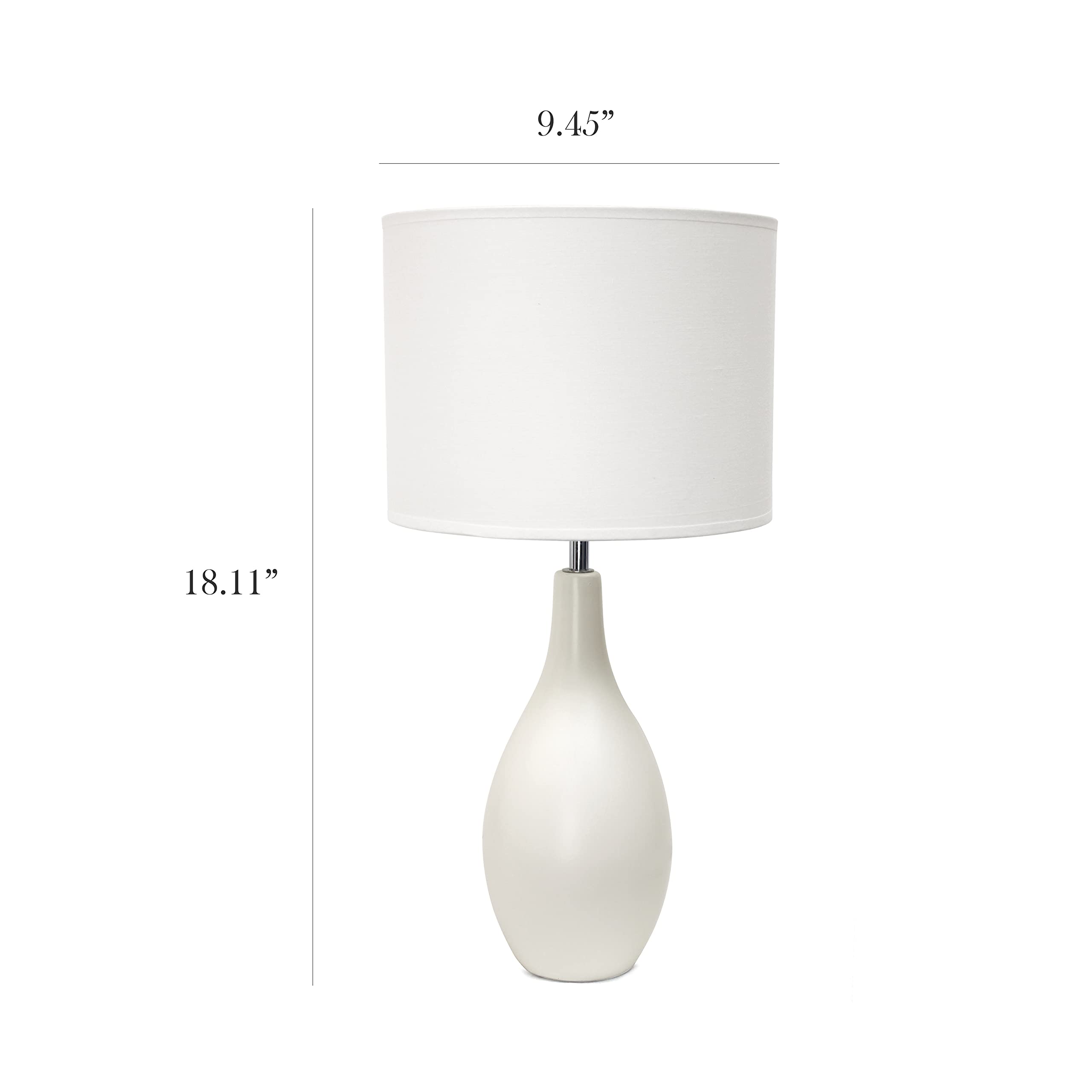 Simple Designs Lt2002-Off Oval Bowling Pin Base Ceramic Table Lamp, Off White