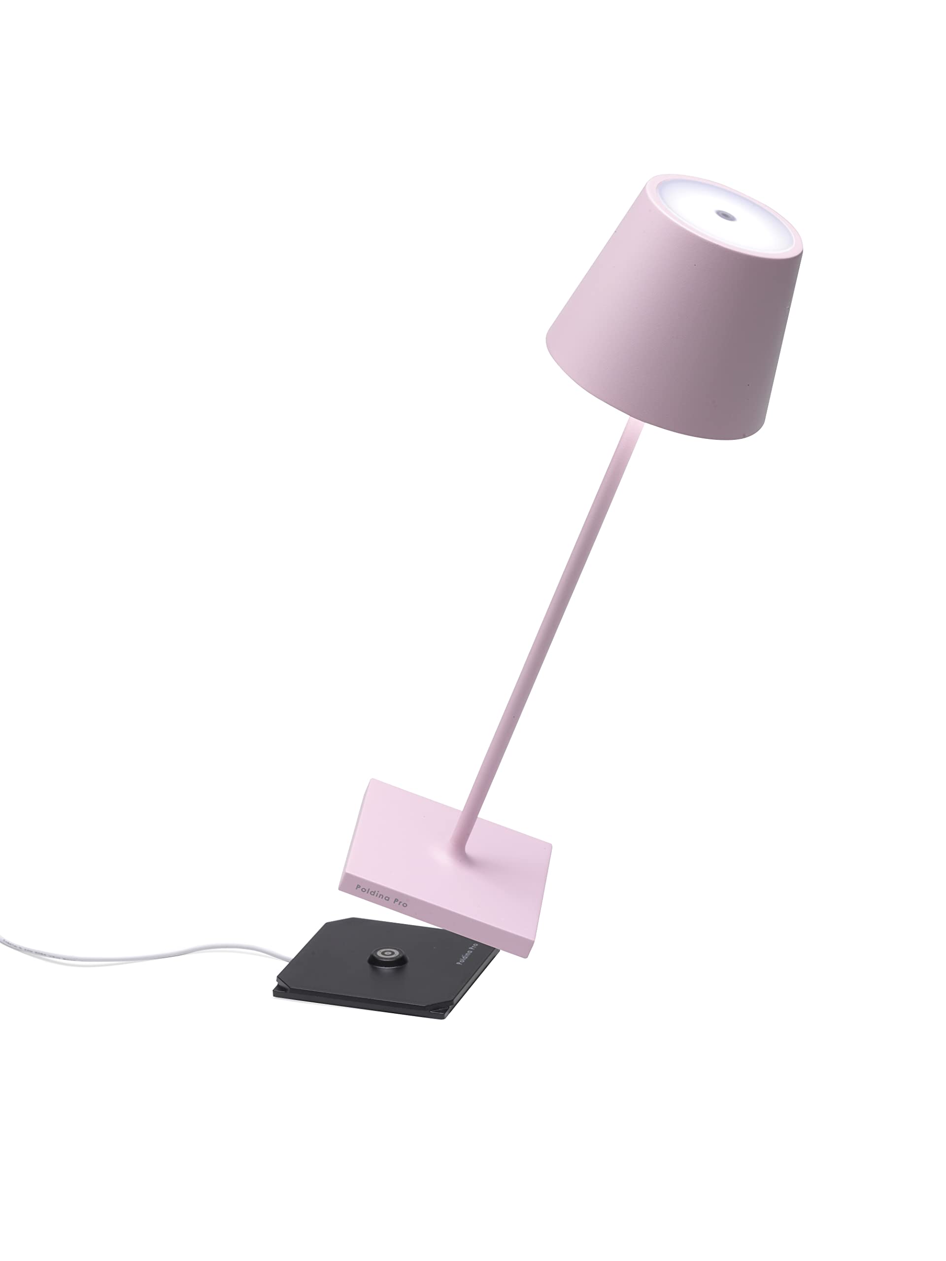 Zafferano Poldina Pro Rechargeable Table Lamp, Touch Control, 2200-3000K, 14.9in Height, Aluminum, Pink, Model LD0340P4