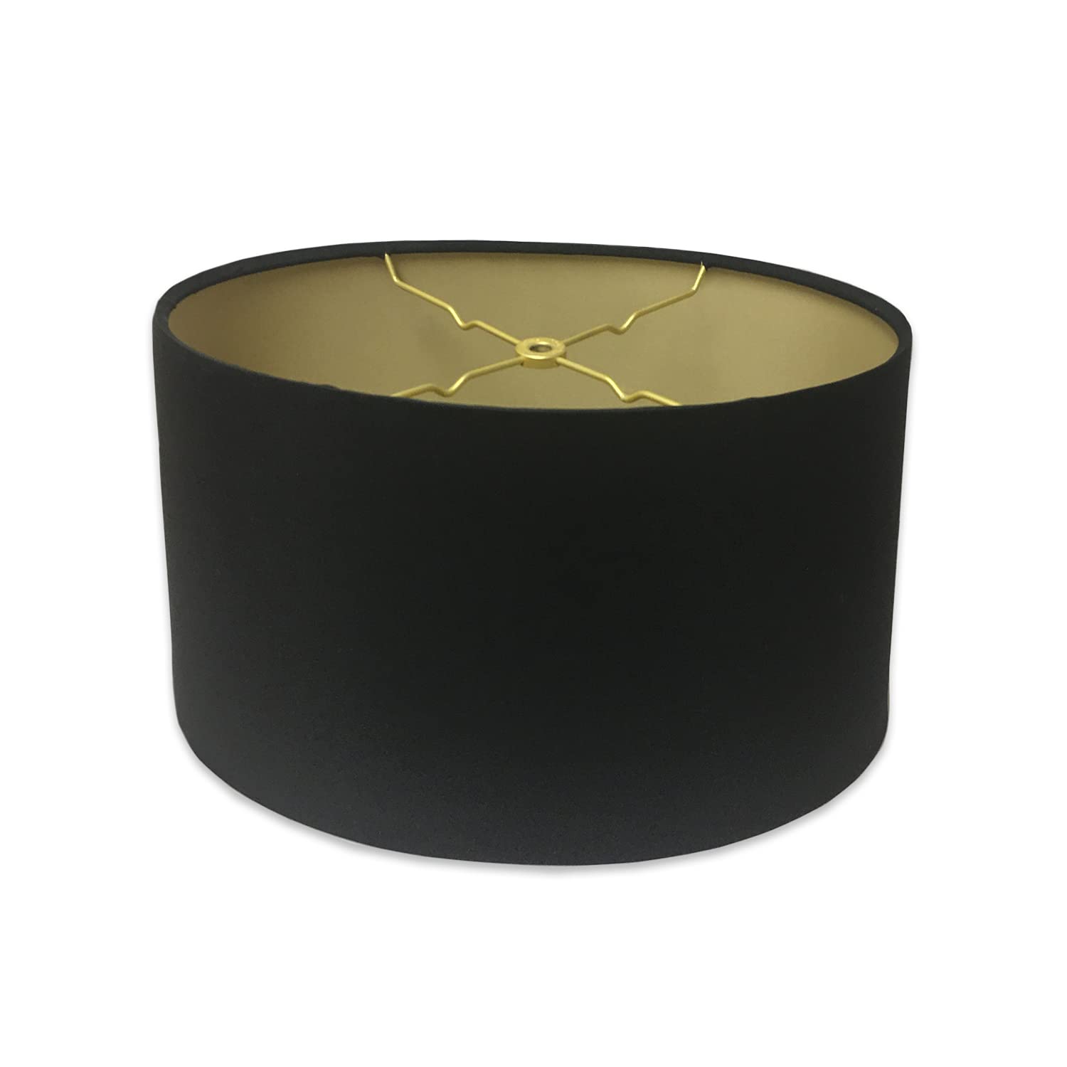 Royal Designs, Inc. Shallow Oval Hardback Lamp Shade, Hb-611-12Blk/Gl, Black, (10 X 6) X (12 X 7.5) X 7