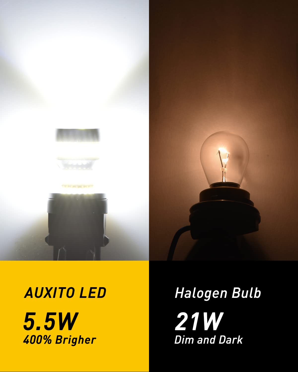 AUXITO 1157 LED Bulb - 400% Brighter, 6000K White Light for Backup, Reverse, Blinker, Tail, Parking & Brake Lights - 1157/