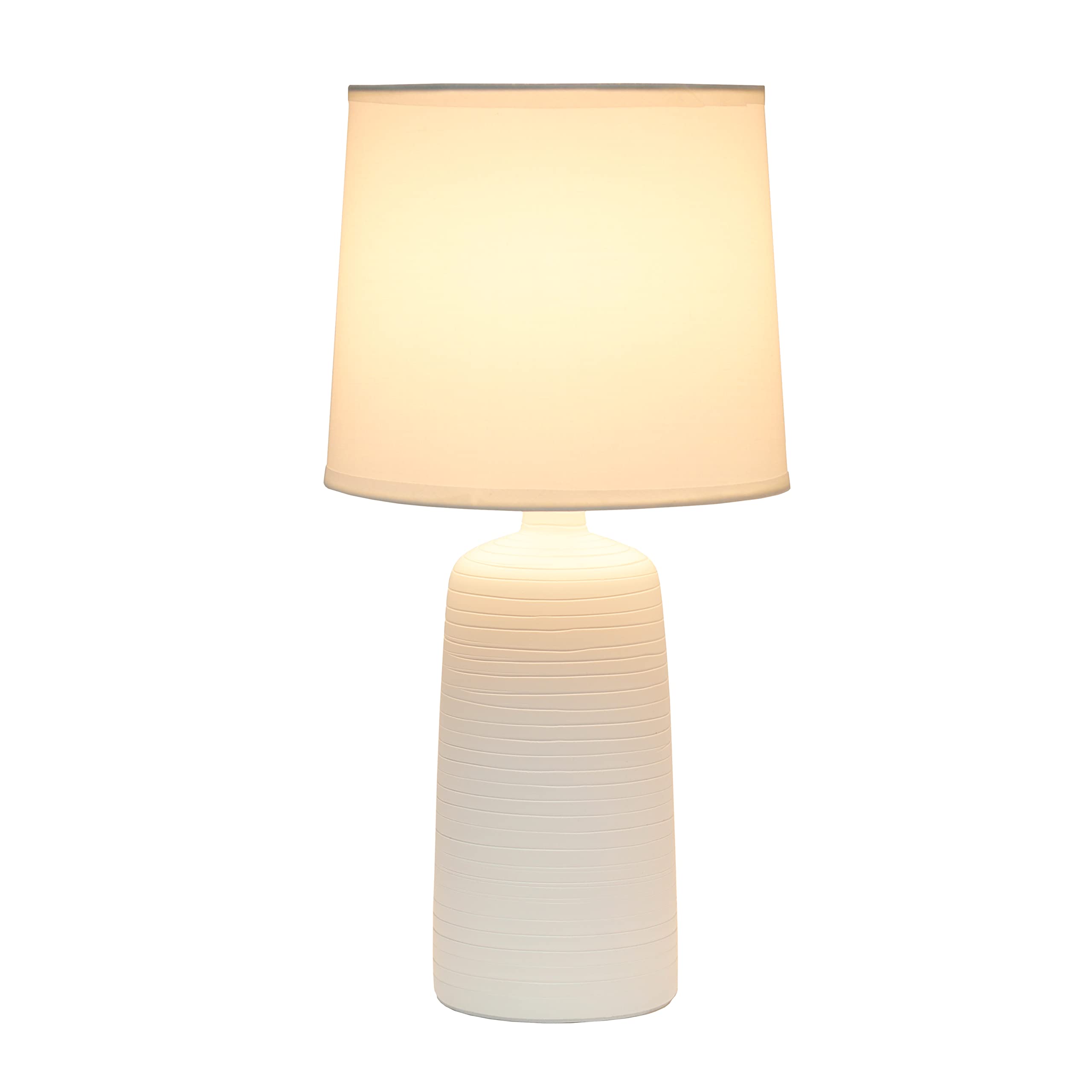 Simple Designs LT2085-OFF Ceramic Table Lamp, Textured Off-White, Pack of 1