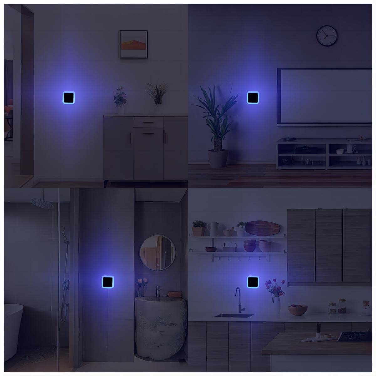 6 Pack Blue Led Night Light Plug In, Dusk To Dawn Sensor Automatic On And Off, Energy Efficient, Soft Glow Kids, Nursery, Bedroo