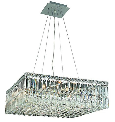 Elegant Lighting 2032D24C/RC Royal Cut Clear Crystal Maxim 12-Light Crystal Pendant, Finished in Chrome with Clear Crystals