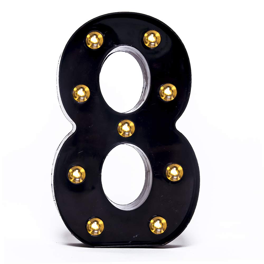 Foaky Black LED Marquee Number Lights, Battery Powered for Wedding/Birthday, Home Bar Decoration, Made of Acrylonitrile Butadiene Styrene