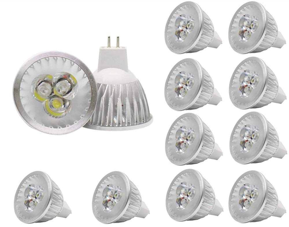 K JINGKELAI MR16 LED Bulbs 3W Cool White GU5.3 12V 10 Count Metal