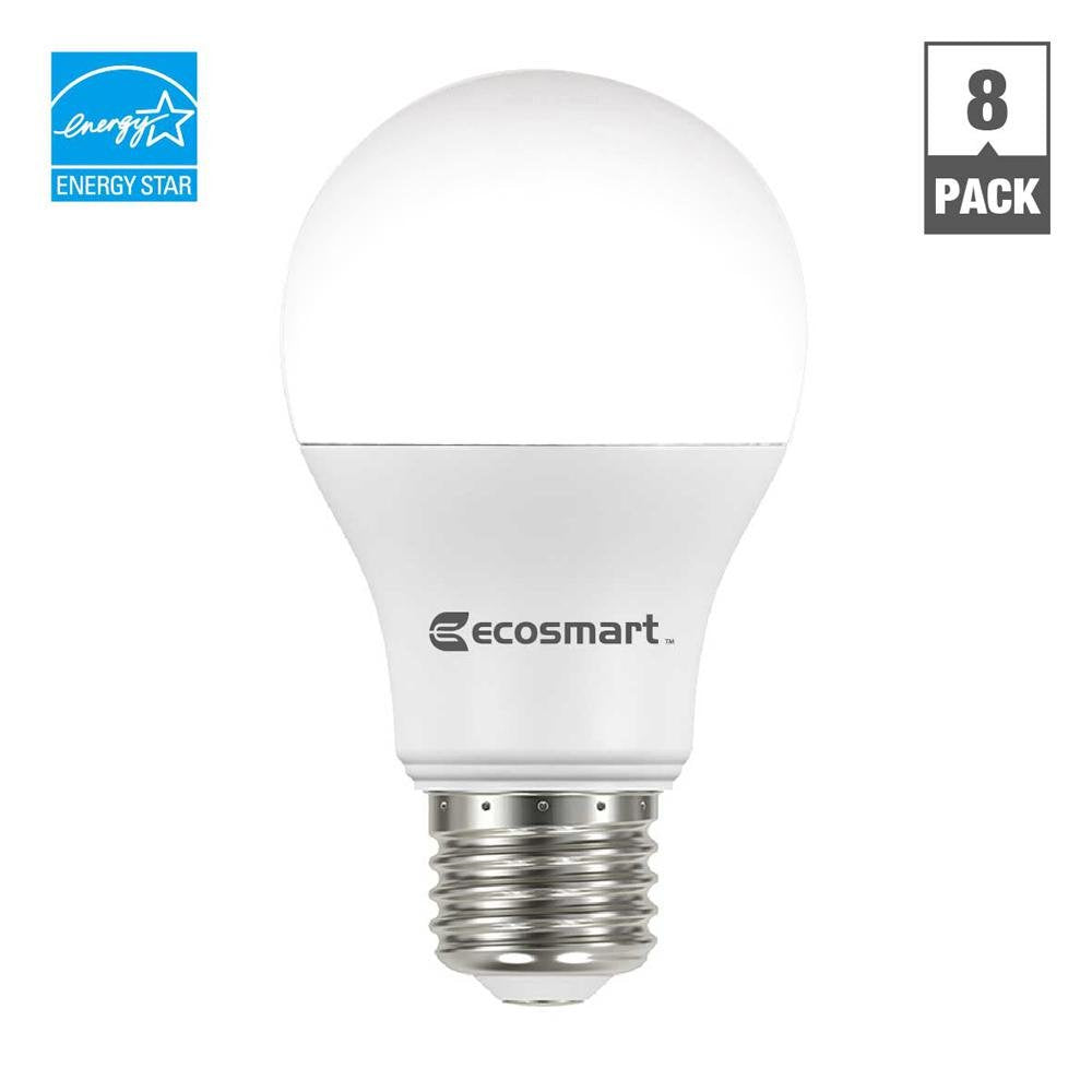 Ecosmart 8 Pack Led A19 Light Bulbs, Soft White, 60W Equivalent, Energy Efficient, Copper