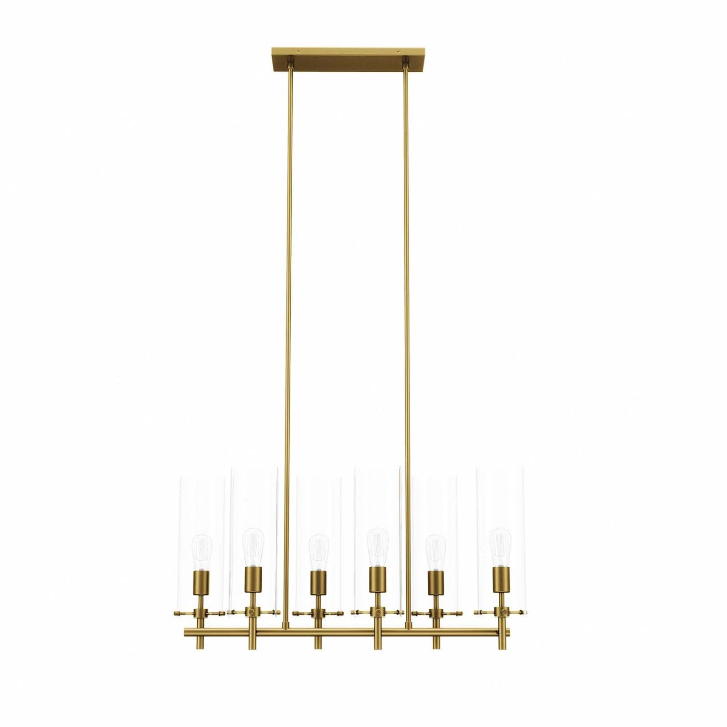 Modway Skylark 6-Light Chandelier In Clear Satin Brass