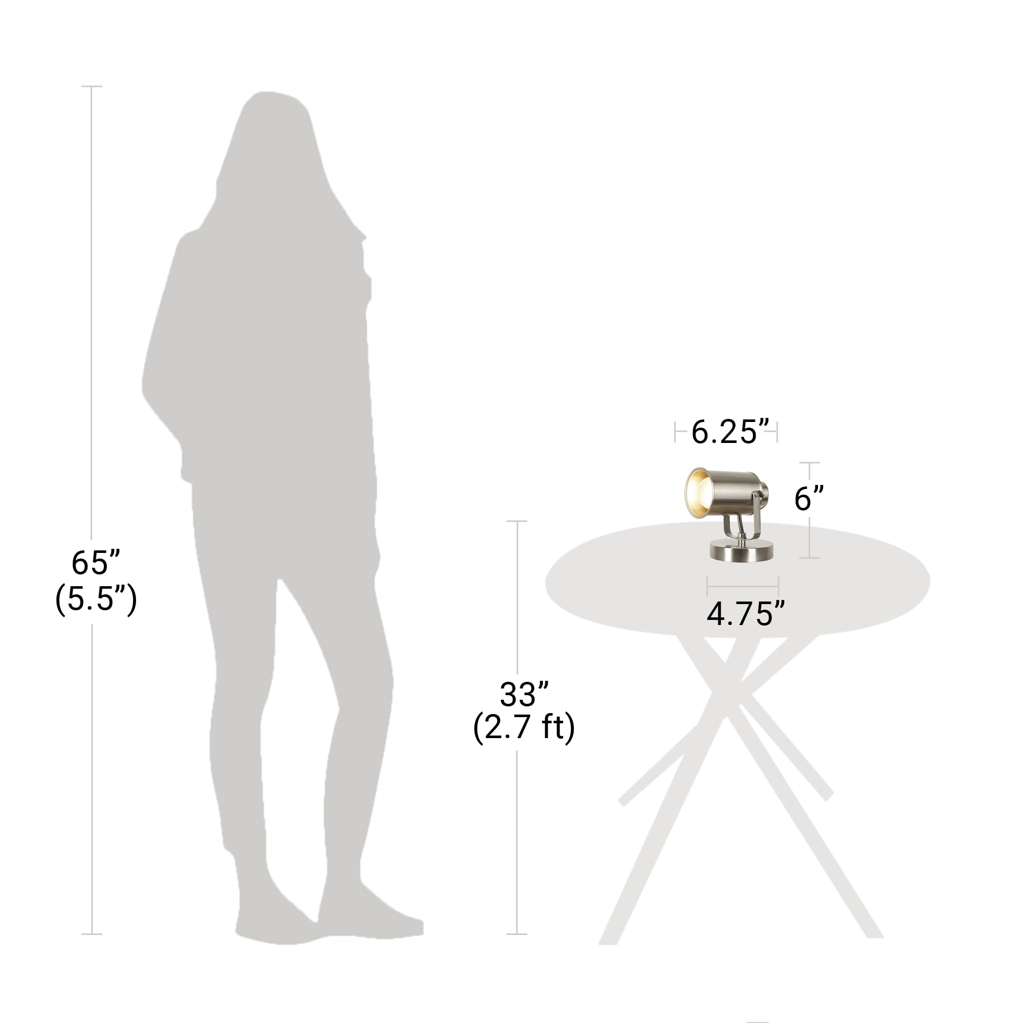 Catalina Lighting Modern Multipurpose Spotlight Desk Or Wall Mount Accent Lamp, 6'', Brushed Nickel, Set Of 2