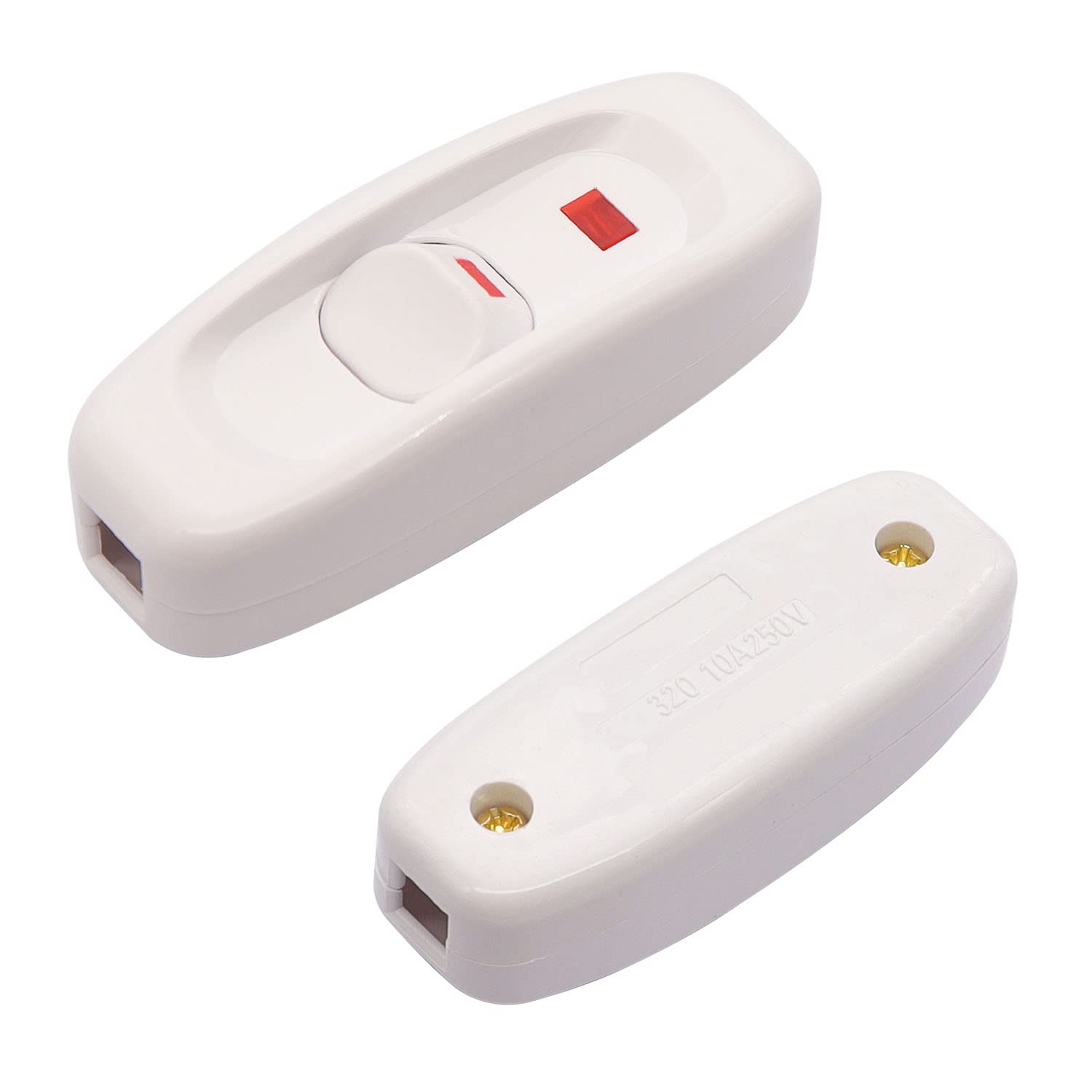 Weideer 3Pcs Inline Cord Switch Appliance Button On/Off 10A 250V Inline Power Switch With Led Light For Table Lamp Desk Light Be