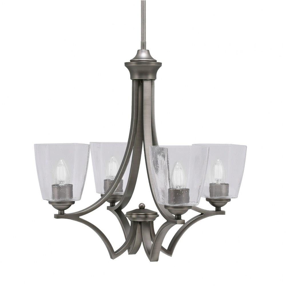 Toltec Lighting 564-GP-461 Zilo - 4 Light Uplight Chandelier-19.75 Inches Tall and 19.5 Inches Wide, Finish Color: Graphite, Glass Color: Clear Bubble