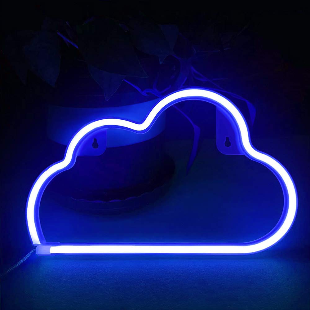 YouOKLight Neon Cloud Sign, LED Wall Light, USB/Battery Powered, Blue, Model YK2333-2336-US