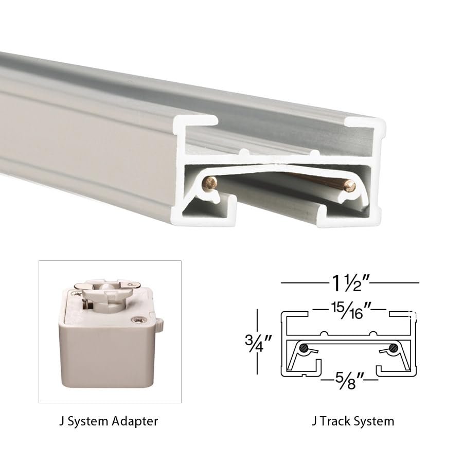 WAC Lighting JT4-WT 120V 4 Foot J Track with Mounting Hardware and Two End Caps, Single Circuit, White
