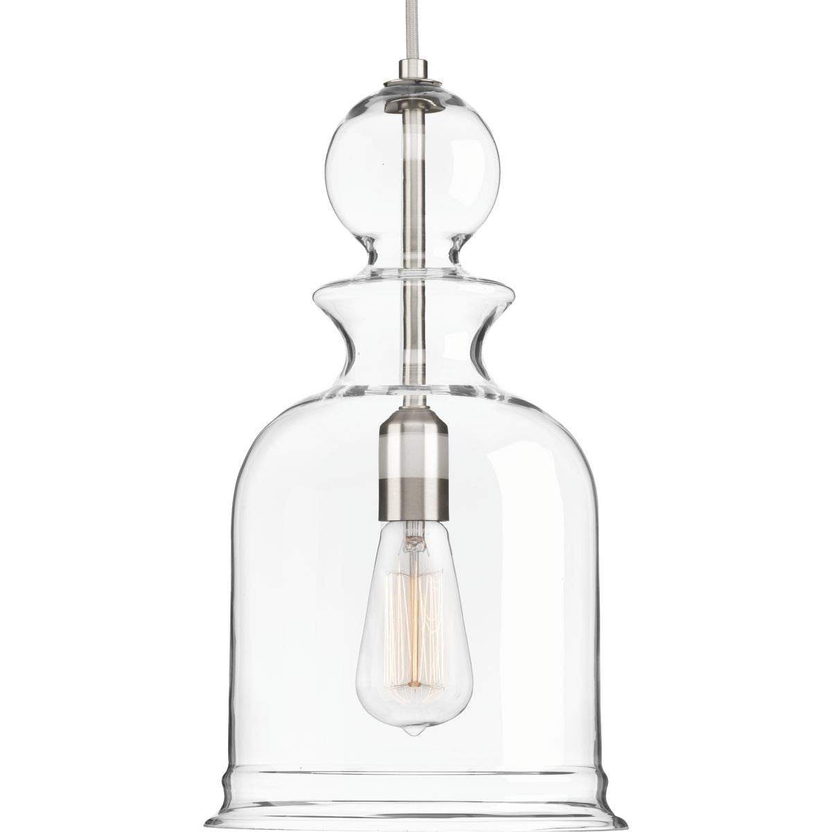 Progress Lighting Staunton 1-Light Pendant Light Clear Glass Brushed Nickel Model P5333-09