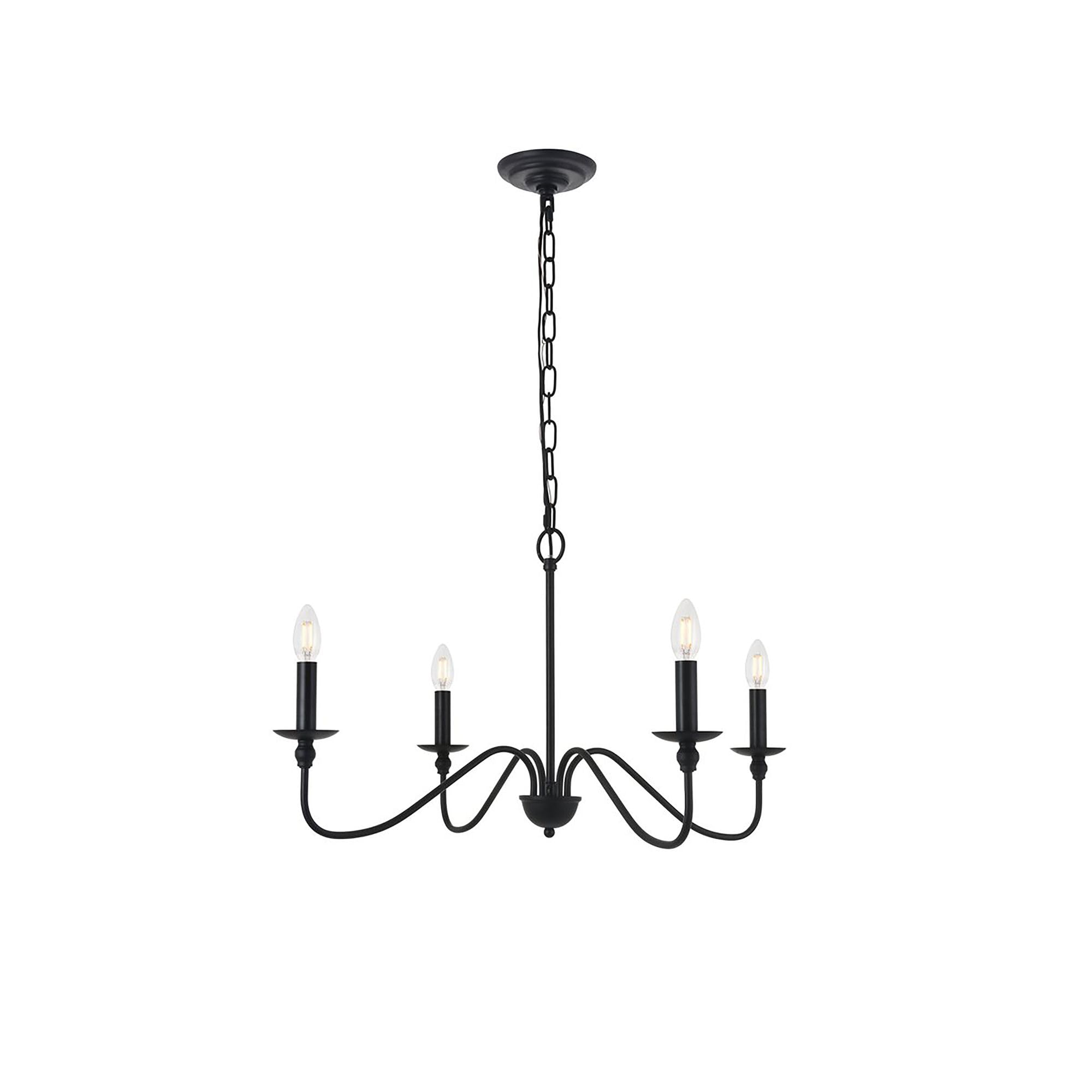 Living District Rohan 4-Light Mid-Century Metal Pendant in Matte Black