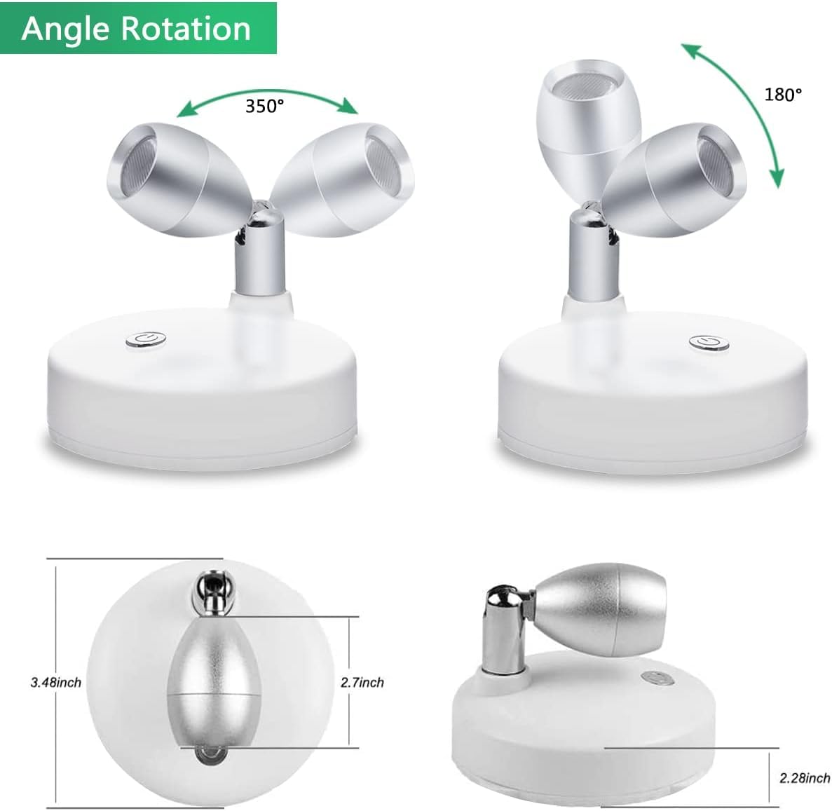 Kindeep Rgb Wireless Led Spotlight, Battery Operated Accent Lights, Indoor Mini Puck Light, Dimmable Uplight With Remote, 4000K