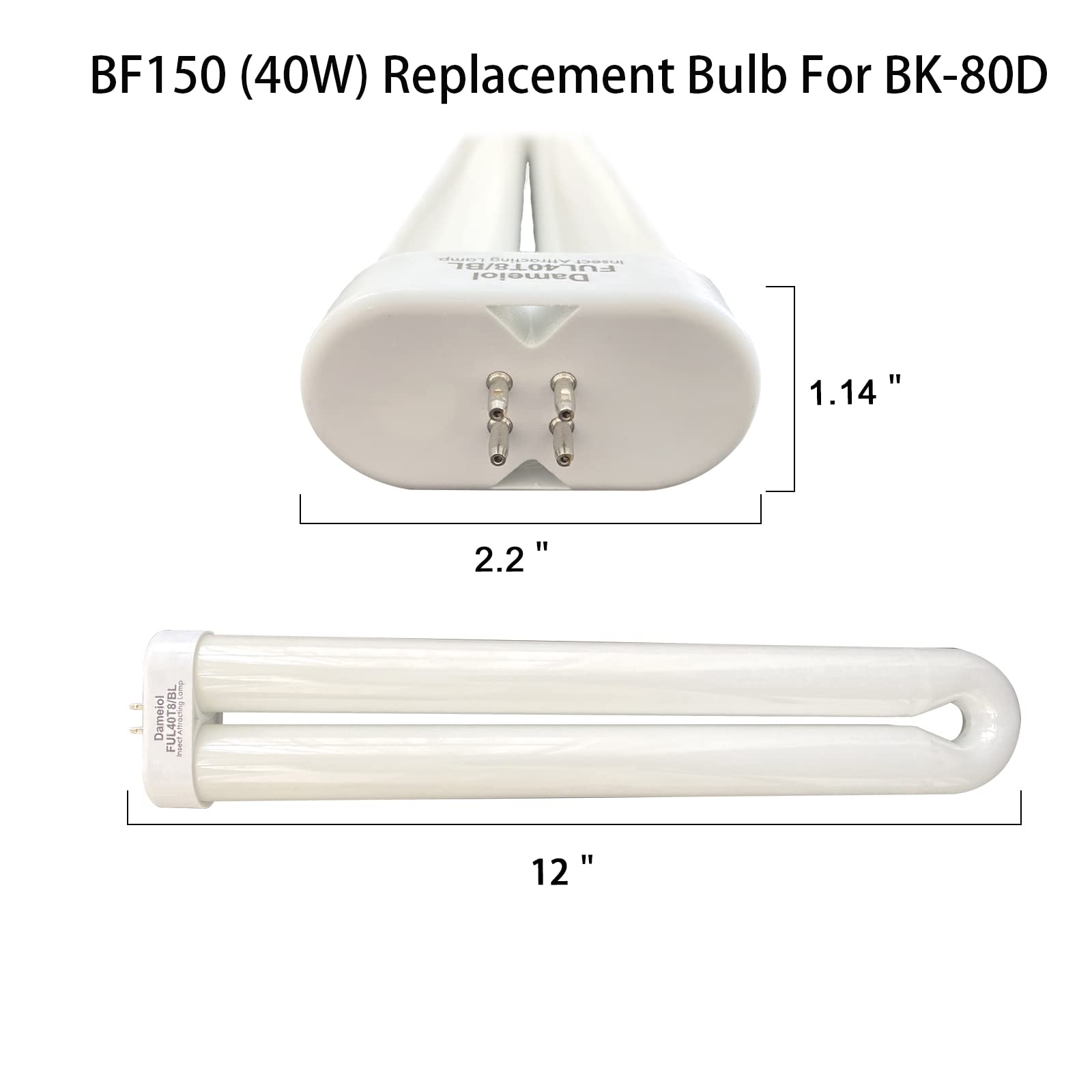 Dameiol 12 Inch 40W Replacement Bulb FUL40T8/BL Compatible Flowtron BK-40 BK-80D White 1 Count