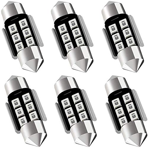 Auxlight De3175 De3021 De3022 3175 31Mm 1.22   Festoon Canbus Error Free Led Interior Light Bulbs Ultra Blue, Super Bright 6Smd