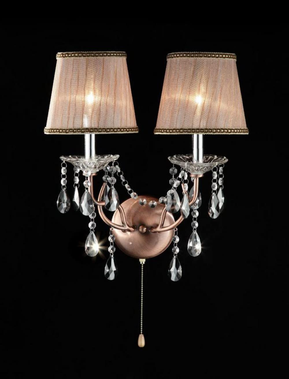 HomeRoots Wall Sconce - Silver and Pink Faux Crystal Dual Light, Glass Material