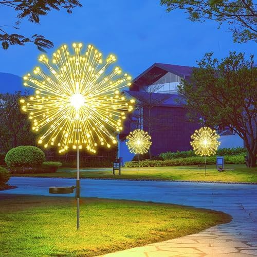 Lanthium 2Pack Garden Decoration Solar Outdoor Light With 240 Leds, Waterproof Solar Firework Lights Modes: Flashing And Stable,