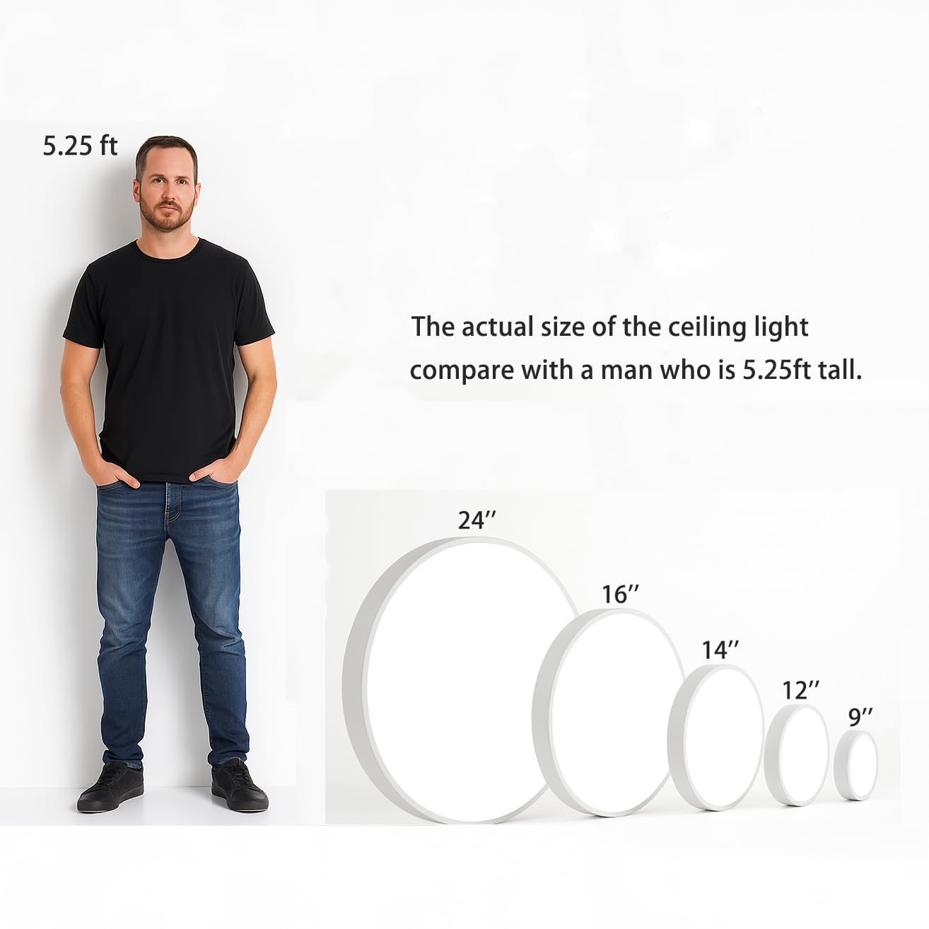 Kiwivic 20 Inch Flush Mount Ceiling Light With Remote, 45W Dimmable Led Fixture 4500Lm, 3000K-6500K Adjustable, Round Ceiling La