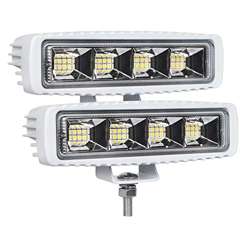 Exzeit Waterproof Led Boat Lights, 2 Pc 72W Deck/Dock Marine Lights 4000Lms 120°Flood Light, 6.3Inch, 12/24 V Led Light Bar