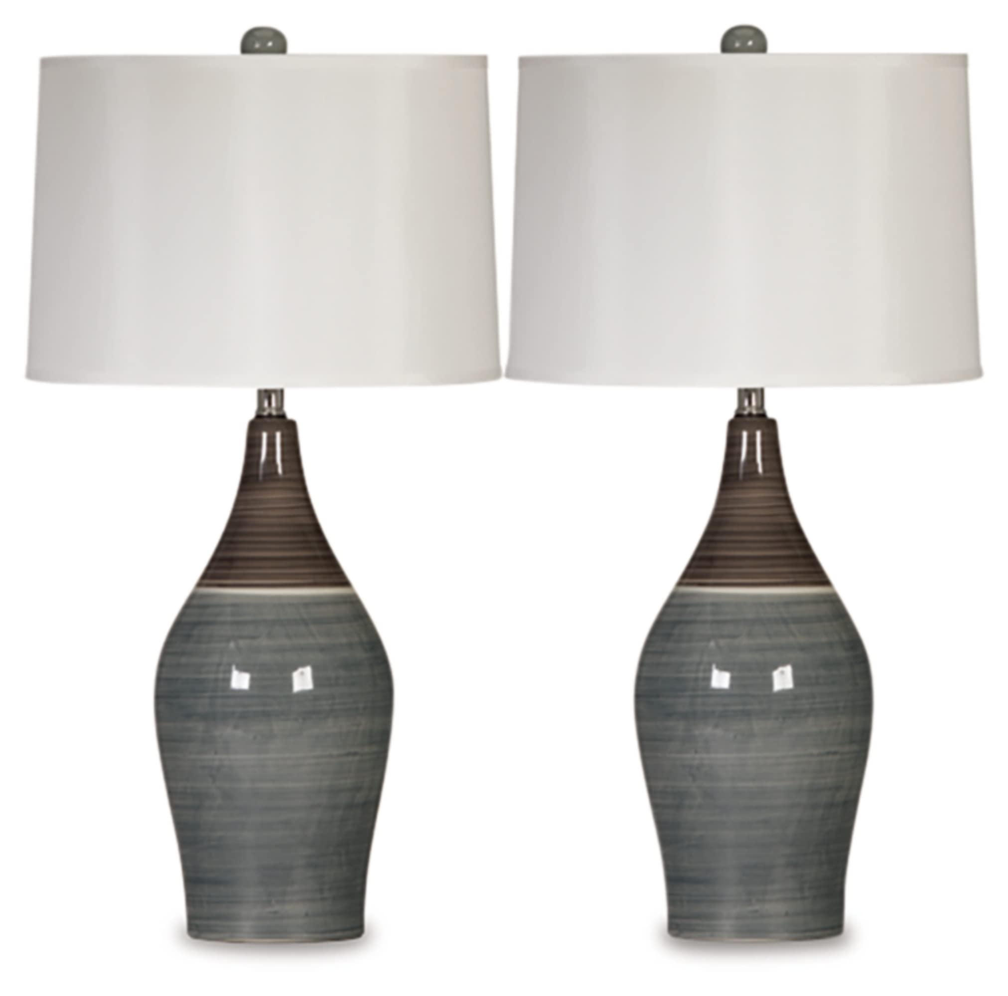 Signature Design by Ashley Niobe Table Lamp Set, Ceramic, 28in, Multicolored & Gray, Model L123884