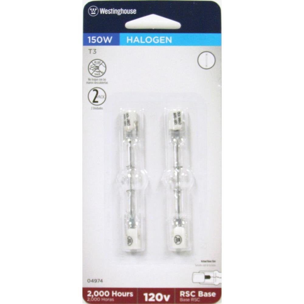 Westinghouse 150W T3 Halogen Clear Light Bulb Rsc Base, 2 Count - 0497400
